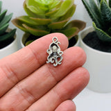 Small Silver Octopus Charms, 20x10mm
