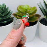 Red Enamel Cherry 3D Charms, 16x16mm