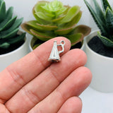 Silver Cheerleading Megaphone 3D Charms, 16x9mm
