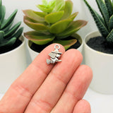 Tiny Silver Witch on Broom Halloween Charms, 13x11mm