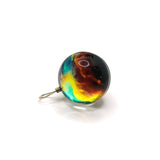 Wire Wrapped Glass Galaxy Red and Yellow Nebula Pendant Charms, 28x20mm