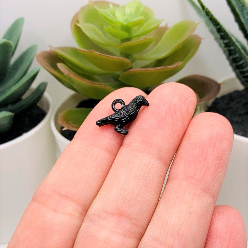 Black Raven Crow Enamel 3D Charms, 16x10mm – Guerrilla Charm