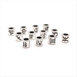 Silver Zodiac/Astrology Bead Charm Sets, 7.5x7.5mm