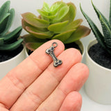 Gunmetal Dog Bone 3D Charms, 17x10mm