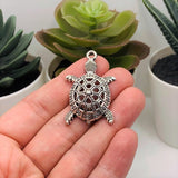 Silver Turtle Tortoise Charms, 39x23mm