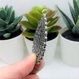 Large Silver Boho Teardrop Pendants, 59x43mm