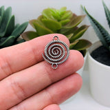 Silver Spiral Galaxy Connector Charms, 18x22mm