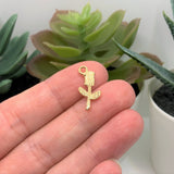 Blue Enamel Rose Charms, 19x9mm