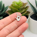 Silver I Love You Hand 3D Charms, 18x13mm