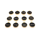 Black Enamel and Gold Zodiac/Astrology Charms, 15x12mm