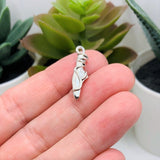 Silver Ballet Slipper Charms, 23x7mm