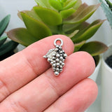 Silver Grape Bunch Wine Charms, 12x18mm