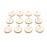 White Enamel and Gold Zodiac/Astrology Charms, 15x12mm