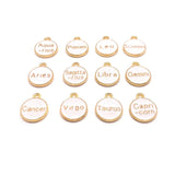 White Enamel and Gold Zodiac/Astrology Charms, 15x12mm