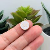 White Enamel and Gold Zodiac/Astrology Charms, 15x12mm
