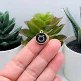 Black Enamel and Gold Zodiac/Astrology Charms, 15x12mm