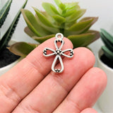Silver Ornate Cross Charms, 23x17mm