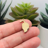 Green and Gold Curved Leaf Charms, 20x10mm