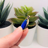 Bright Blue and Gold Acrylic Teardrop Charms, 25x16mm
