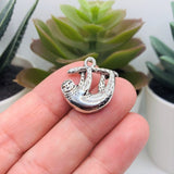 Silver Sloth on Branch Charms, 21x19mm