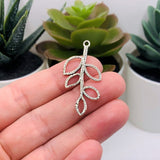 Silver Tree Branch Connector Charms, 38x18mm