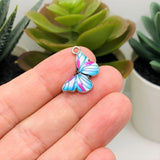 Purple, Blue and White Butterfly Charms, 14x20mm