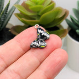 Black and White Butterfly Charms, 14x20mm