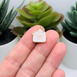 White Enamel Envelope Charm with Heart, 16x13mm
