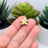 Black and Gold Flower Charms, 16x13mm