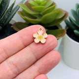 Light Pink and Gold Flower Charms, 16x13mm