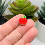 Red Enamel and Gold Apple Charms, 15x12mm