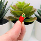 Red Enamel and Gold Apple Charms, 15x12mm