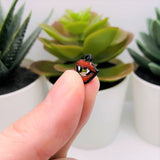 Red and Black Enamel Vampire Teeth Charms, 11x13mm