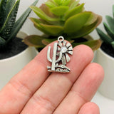 Silver Saguaro Cactus Charms with Sun, 24x16mm