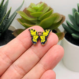 Yellow and Black Enamel Butterfly Charms, 18x15mm
