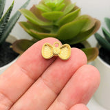 Small White and Gold Bow Charms with Rhinestone, 9x15mm