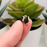 Small Black and Gold Bow Charms with Rhinestone, 9x15mm