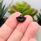 Red and Black Enamel Vampire Teeth Charms, 11x13mm