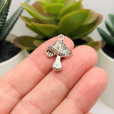 Silver Toadstool Mushroom Charms, 20x14mm