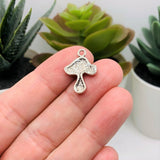 Silver Toadstool Mushroom Charms, 20x14mm