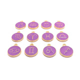 Purple Enamel and Gold Zodiac/Astrology Charms, 15x12mm