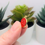 Red Enamel and Gold Zodiac/Astrology Charms, 15x12mm