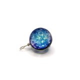 Wire Wrapped Glass Blue Galaxy Nebula Pendant Charms, 28x20mm