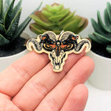 Orange and Black Ram Skull with Death's Head Moth Charms