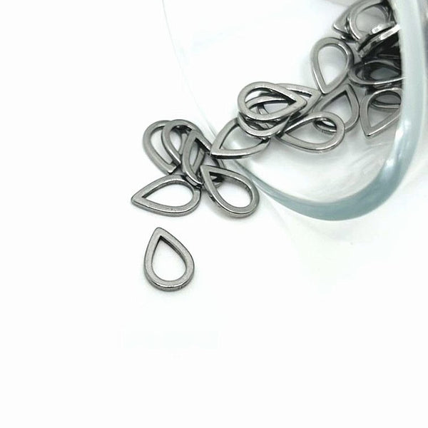 Small Stainless Steel Teardrop Accent Charms, 7x10mm