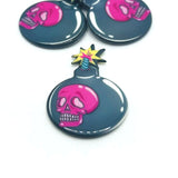 1, 4 or 20 Pieces: Pink Skull Bomb Charms - Double Sided