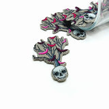 1, 4 or 20 Pieces: Creepy Fall Skull Tree Halloween Charms - Double Sided