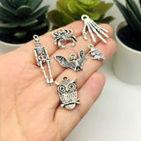 50 Piece Antique Silver Halloween Mix Charms