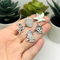 50 Piece Antique Silver Halloween Mix Charms