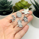 50 Piece Antique Silver Halloween Mix Charms